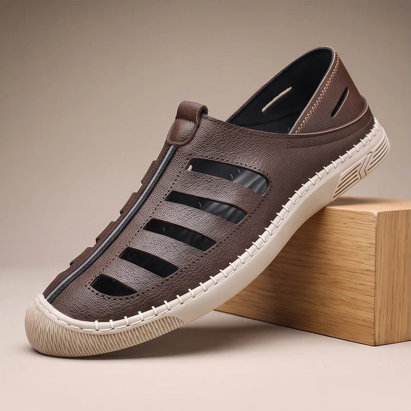 Fisherman Sandals Læder Lukkede Tæer Ventilation - Brown