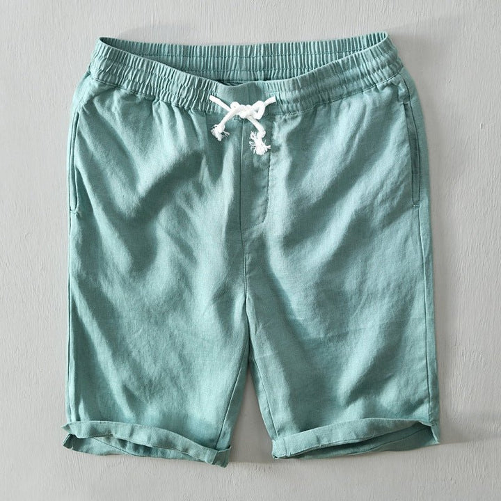 Herre Afslappede Linen Shorts med Snørebånd - Green