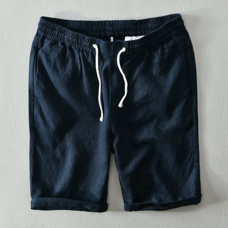 Herre Afslappede Linen Shorts med Snørebånd - Blue
