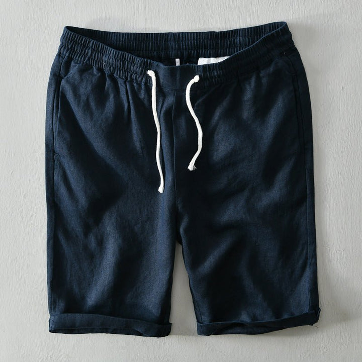 Herre Afslappede Linen Shorts med Snørebånd - Blue