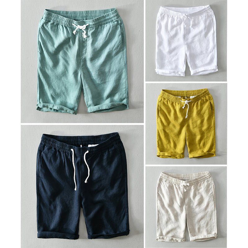 Herre Afslappede Linen Shorts med Snørebånd