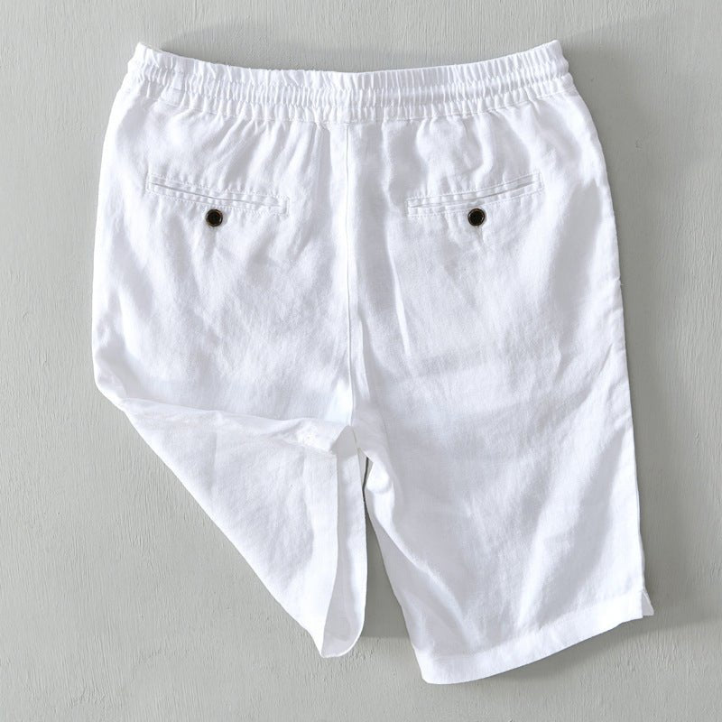 Herre Afslappede Linen Shorts med Snørebånd