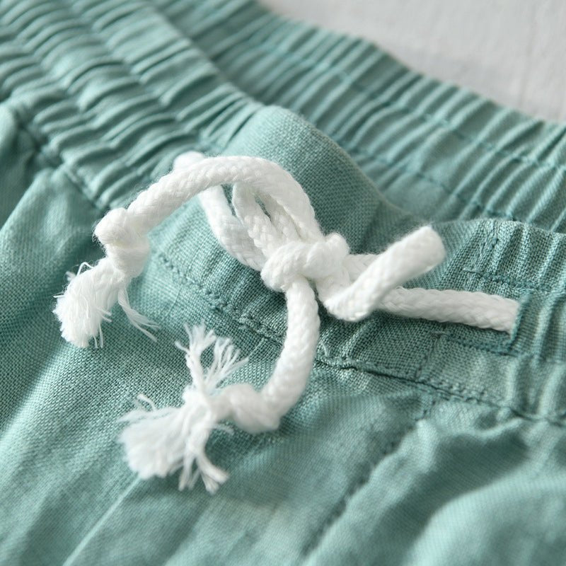 Herre Afslappede Linen Shorts med Snørebånd