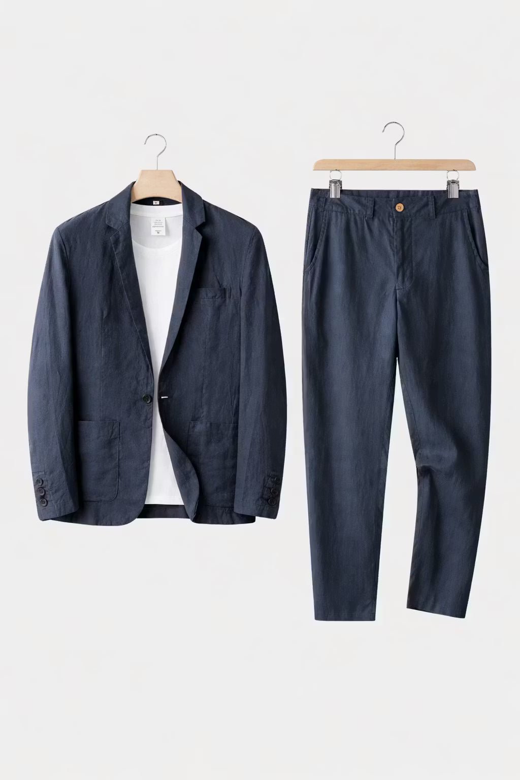 Herre Afslappet Linen Jakkesæt To-delt - Blue