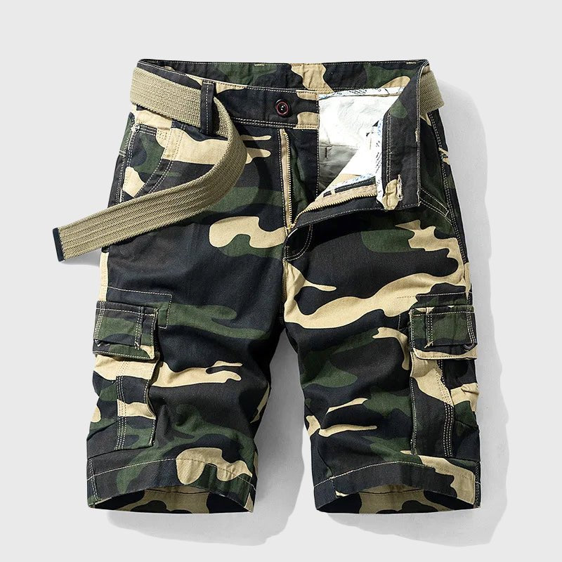 Herre Camouflage Cargo Short Knælang Bælte - Green
