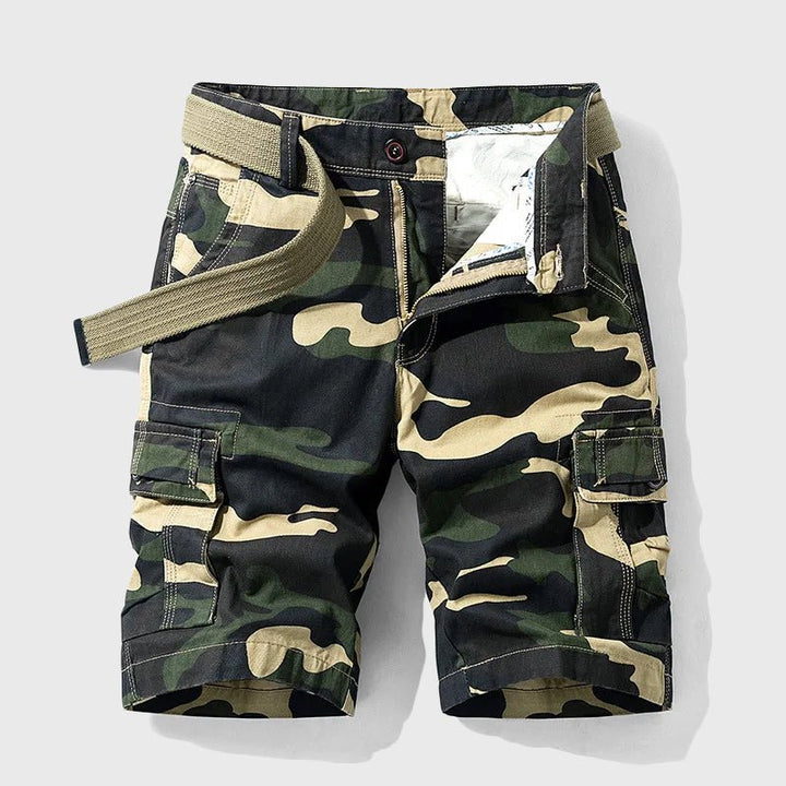 Herre Camouflage Cargo Short Knælang Bælte - Green