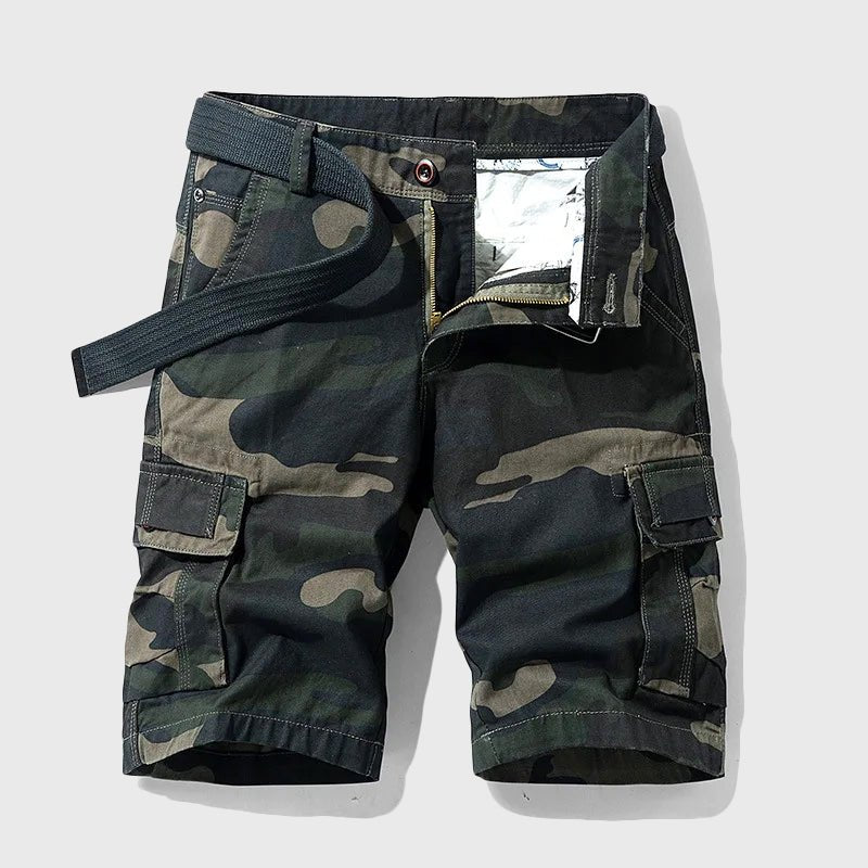 Herre Camouflage Cargo Short Knælang Bælte - Black