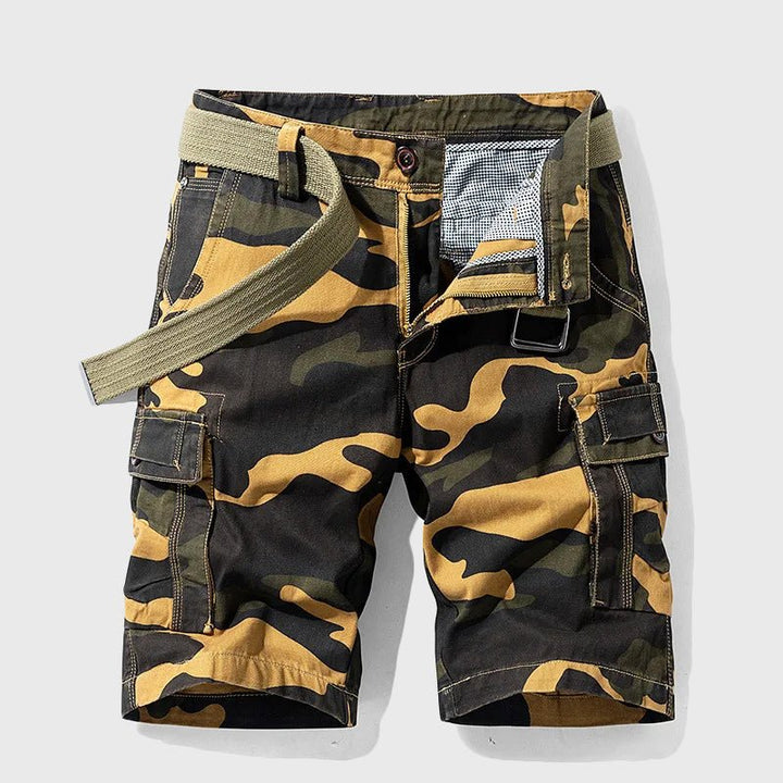 Herre Camouflage Cargo Short Knælang Bælte - Yellow