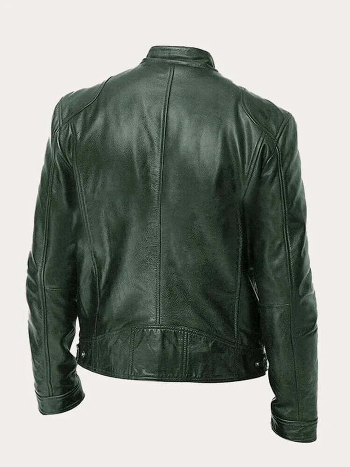 Herre klassisk læder jacket sort biker jakke i ægte læder