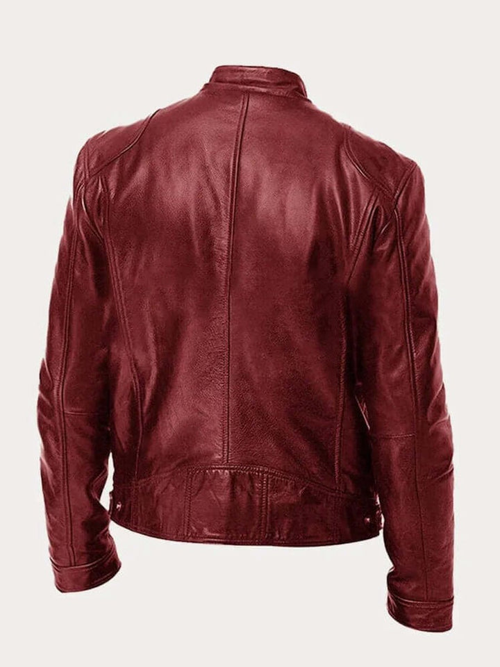 Herre klassisk læder jacket sort biker jakke i ægte læder