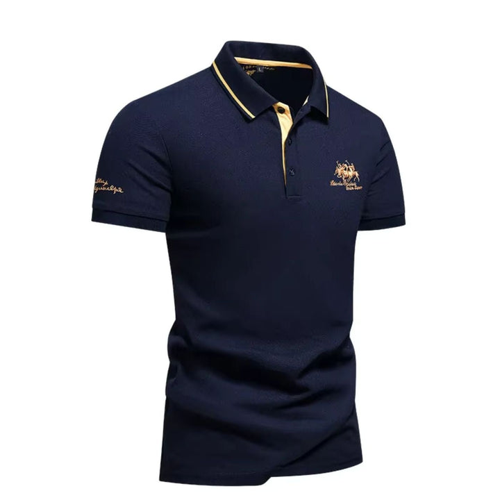 Herre kortærmet poloshirt broderet slim-fit krave
