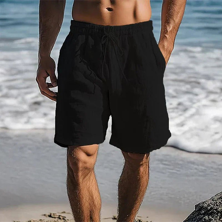 Herre Linen Hurtigtørrende Sommer Badeshorts - Black