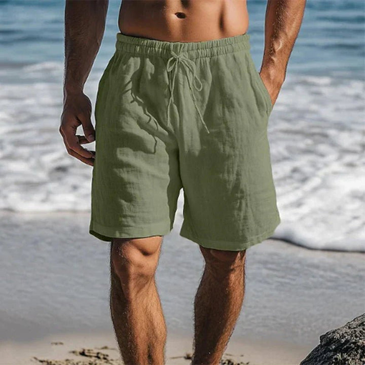 Herre Linen Hurtigtørrende Sommer Badeshorts - Dark Green