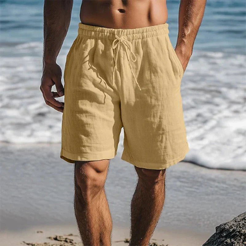 Herre Linen Hurtigtørrende Sommer Badeshorts - Khaki