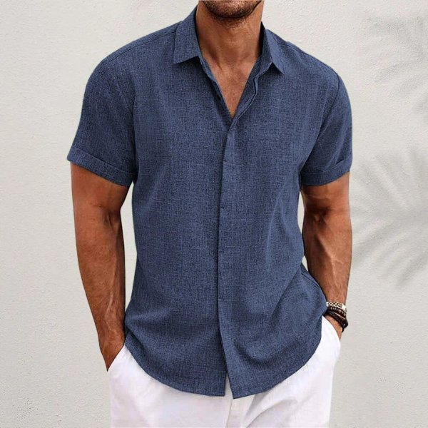 Herre Linen Kortærmet Skjorte Regular Fit Casual
