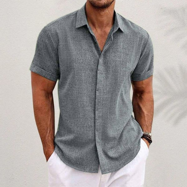 Herre Linen Kortærmet Skjorte Regular Fit Casual