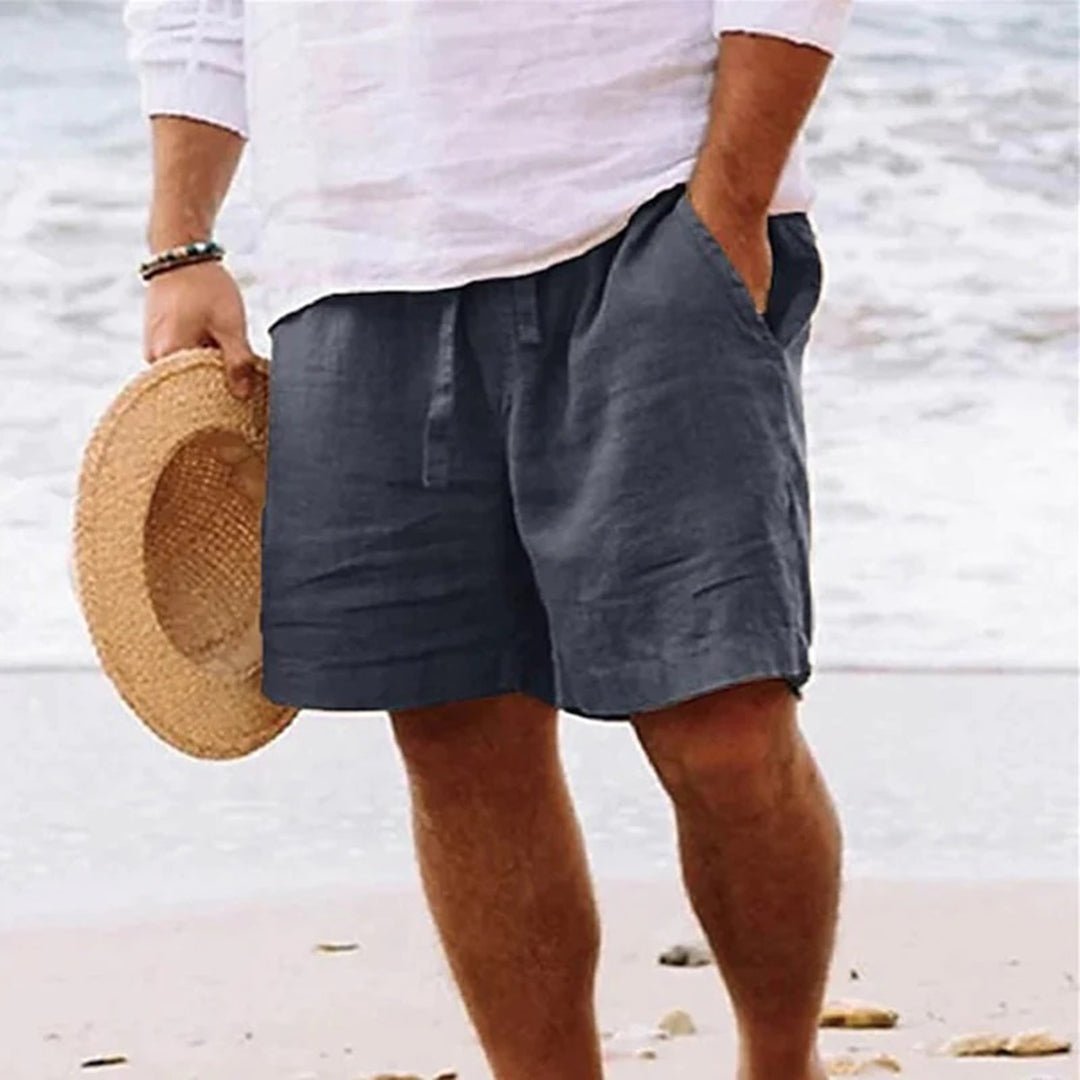 Herre Linned Afslappede Shorts med Snørrebånd - Dark Grey