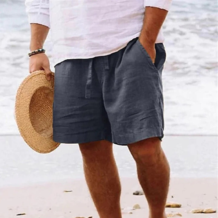 Herre Linned Afslappede Shorts med Snørrebånd - Dark Grey