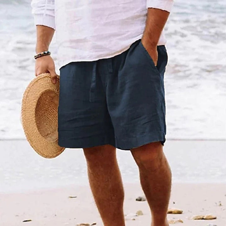 Herre Linned Afslappede Shorts med Snørrebånd - Navy Blue