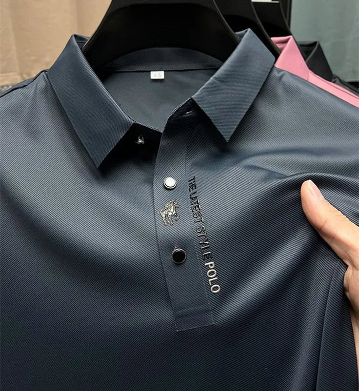 Herre Polo Skjorte Krølfri Stretch Bomuld - Marine Blue