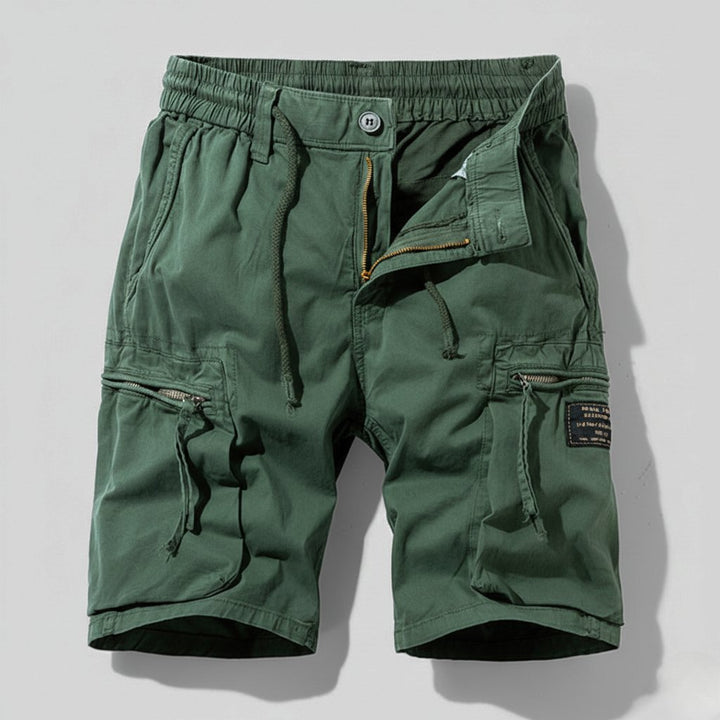 Herre Regular-Fit Elastisk-Talje Cargo Short Lynlås-Lommer - Army Green