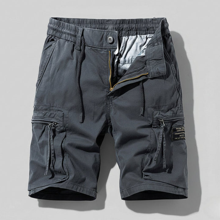Herre Regular-Fit Elastisk-Talje Cargo Short Lynlås-Lommer - Gray