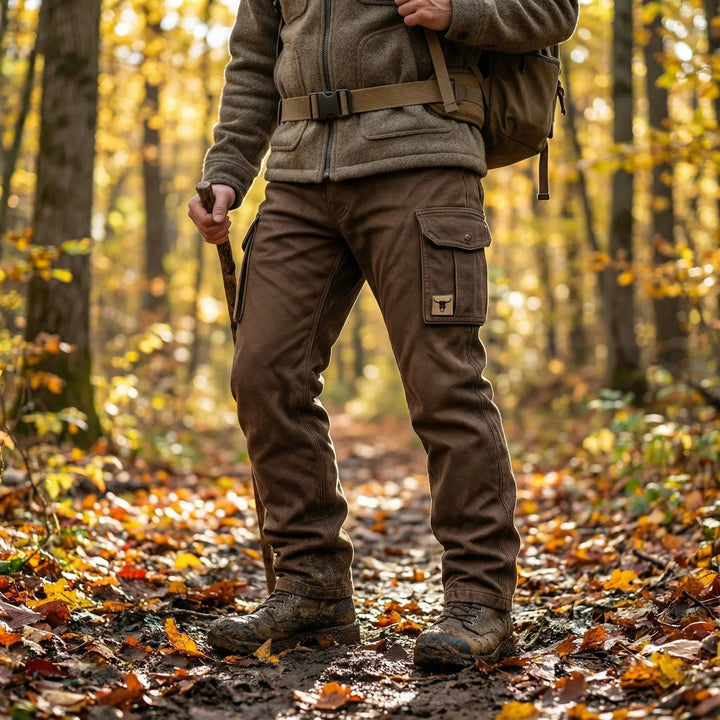 Herre Slim-Fit Tapered Cargobukser Sidelommer Bull-Patch