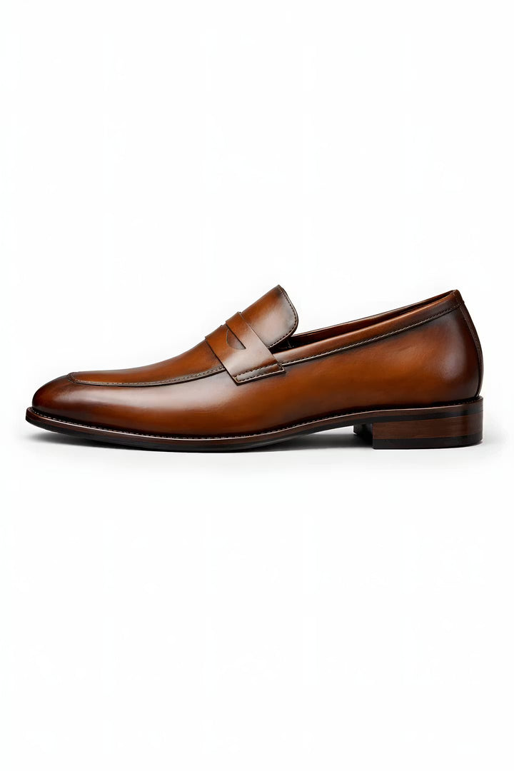 Herre Slip-On Penny Loafers Klassisk Formelt Læderlook - Brown