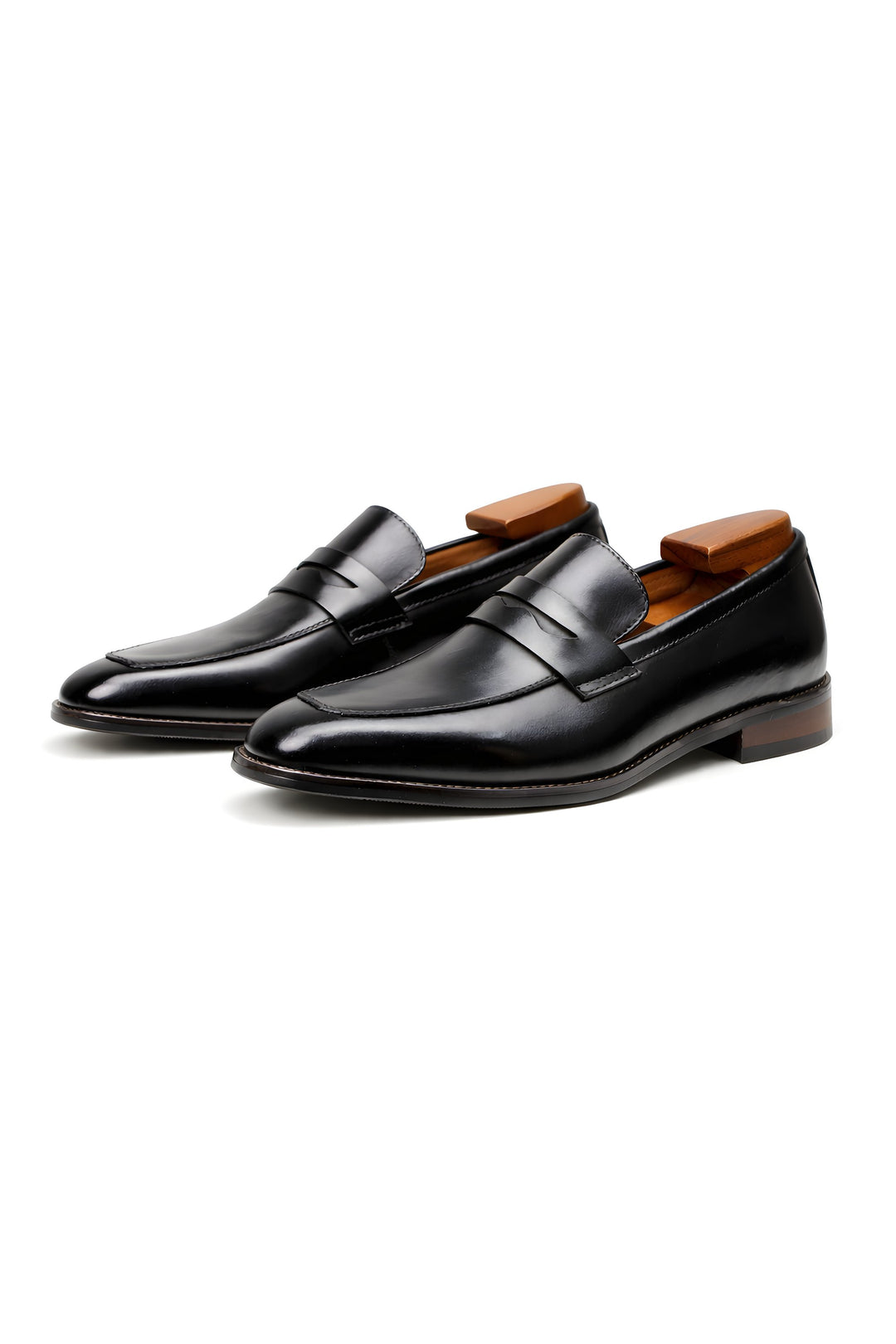 Herre Slip-On Penny Loafers Klassisk Formelt Læderlook - Black