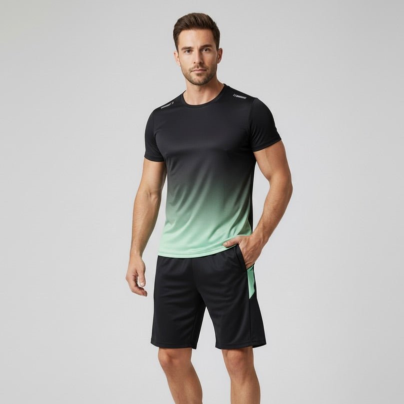 Herre Sportsæt Åndbart Hurtigtørrende T-Shirt Shorts Træningssæt