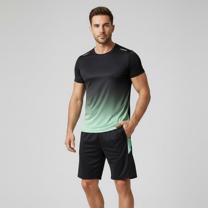 Herre Sportsæt Åndbart Hurtigtørrende T-Shirt Shorts Træningssæt