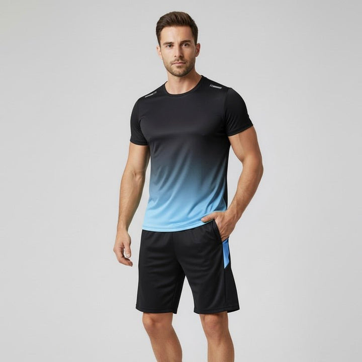 Herre Sportsæt Åndbart Hurtigtørrende T-Shirt Shorts Træningssæt
