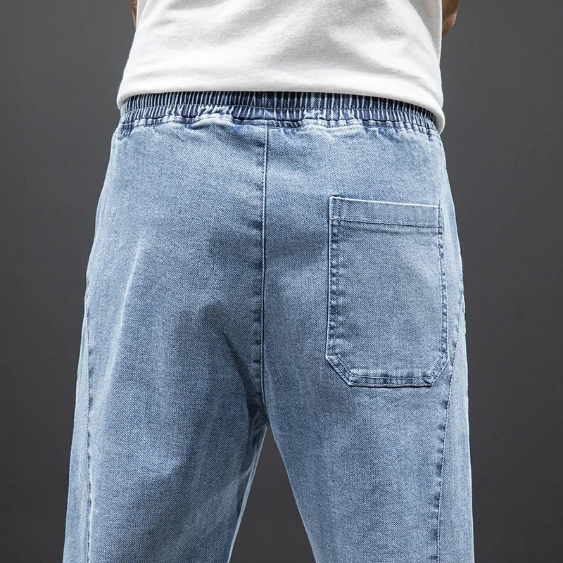Herre Stretch Denim Jogger Bukser Elastisk Talje