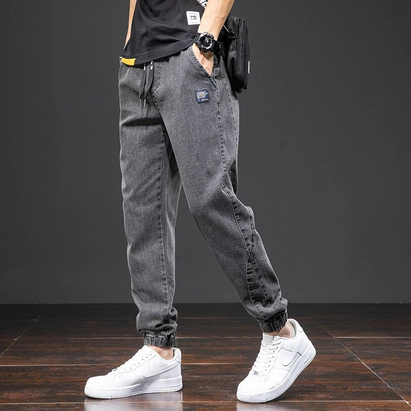 Herre Stretch Denim Jogger Bukser Elastisk Talje - Black