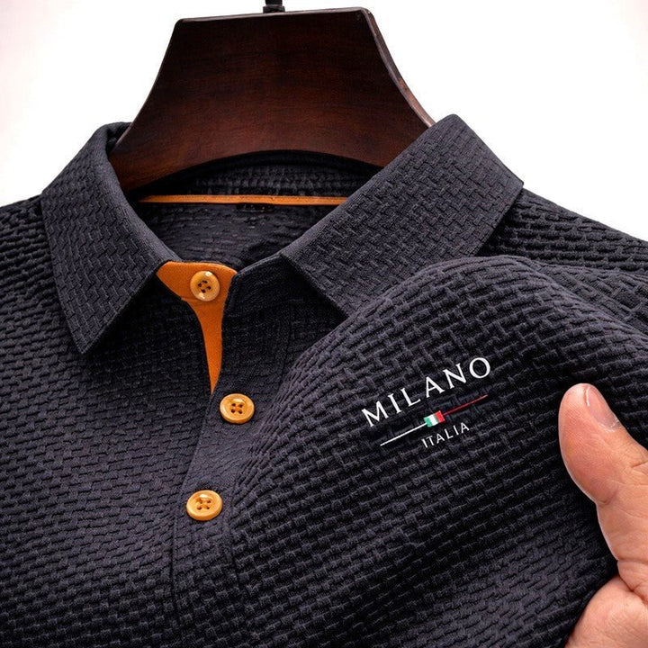 Herre Struktureret Polo Shirt Med Kontrast Knapper - Gray