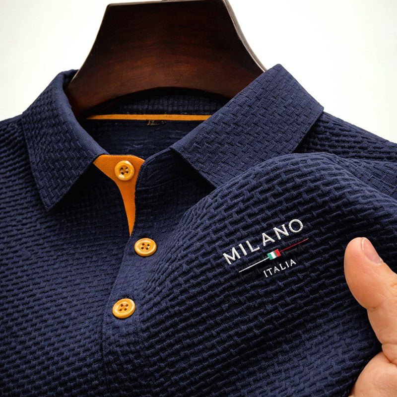 Herre Struktureret Polo Shirt Med Kontrast Knapper - Dark blue