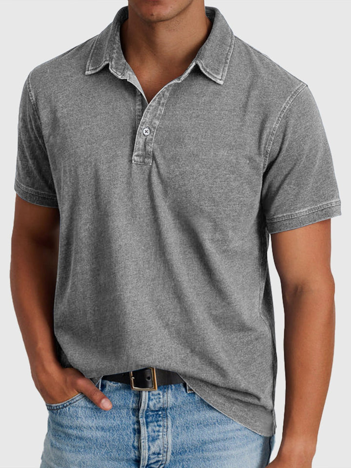 Herrer Kortærmet Polo Shirt Denim-Bomuld Regular Fit - Gray