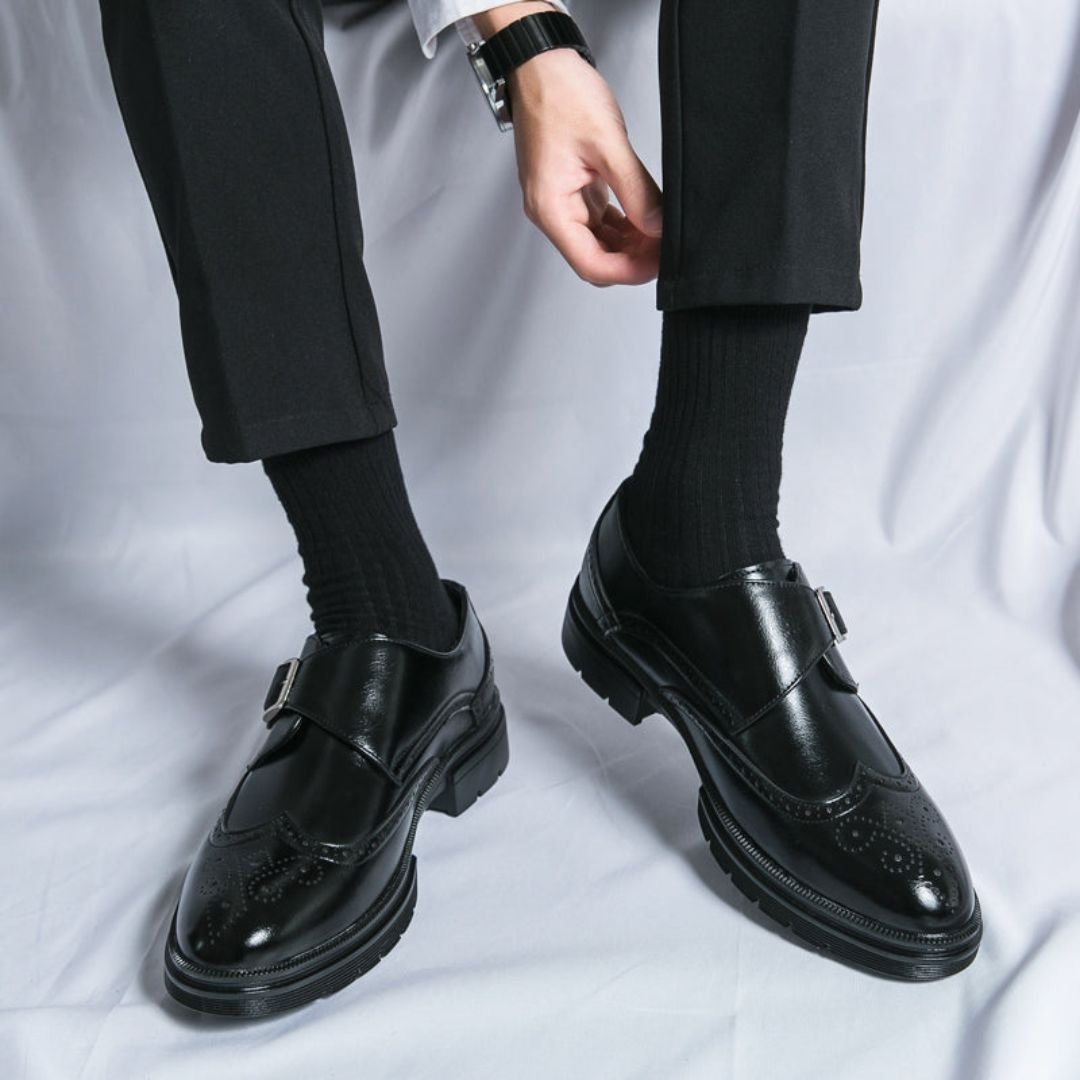 Herresko Monk Strap Wingtip Brogue Formelle Lædersko