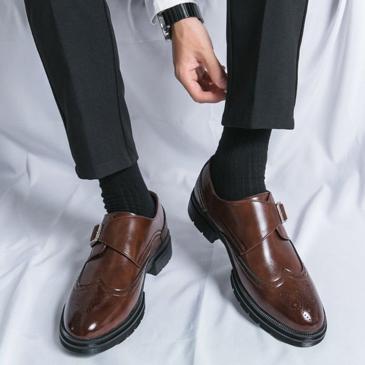 Herresko Monk Strap Wingtip Brogue Formelle Lædersko