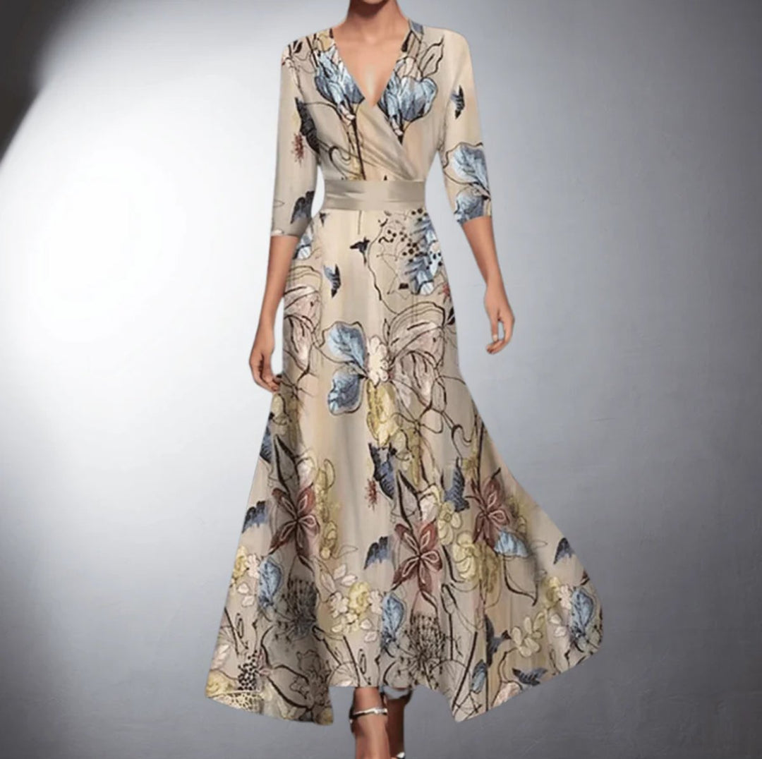 Kvinders Blomstret Maxi Festkjole V-Hals Elegante Formal Dresses - Blomstret