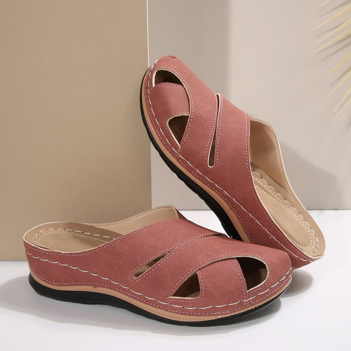 Kvinders Åbne Krydsstropede Komfort Sandaler - Pink