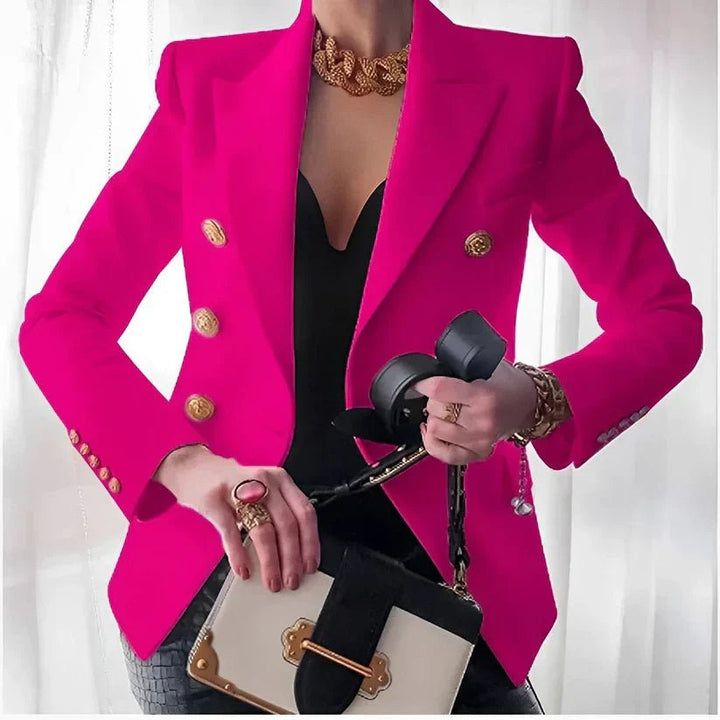 Kvinders Dobbeltbrystet Blazer med Guldknapper - Pink