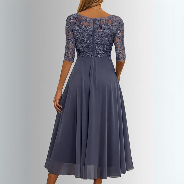 Kvinders Elegante Blondekjoler Chiffon Festkjole Halværme
