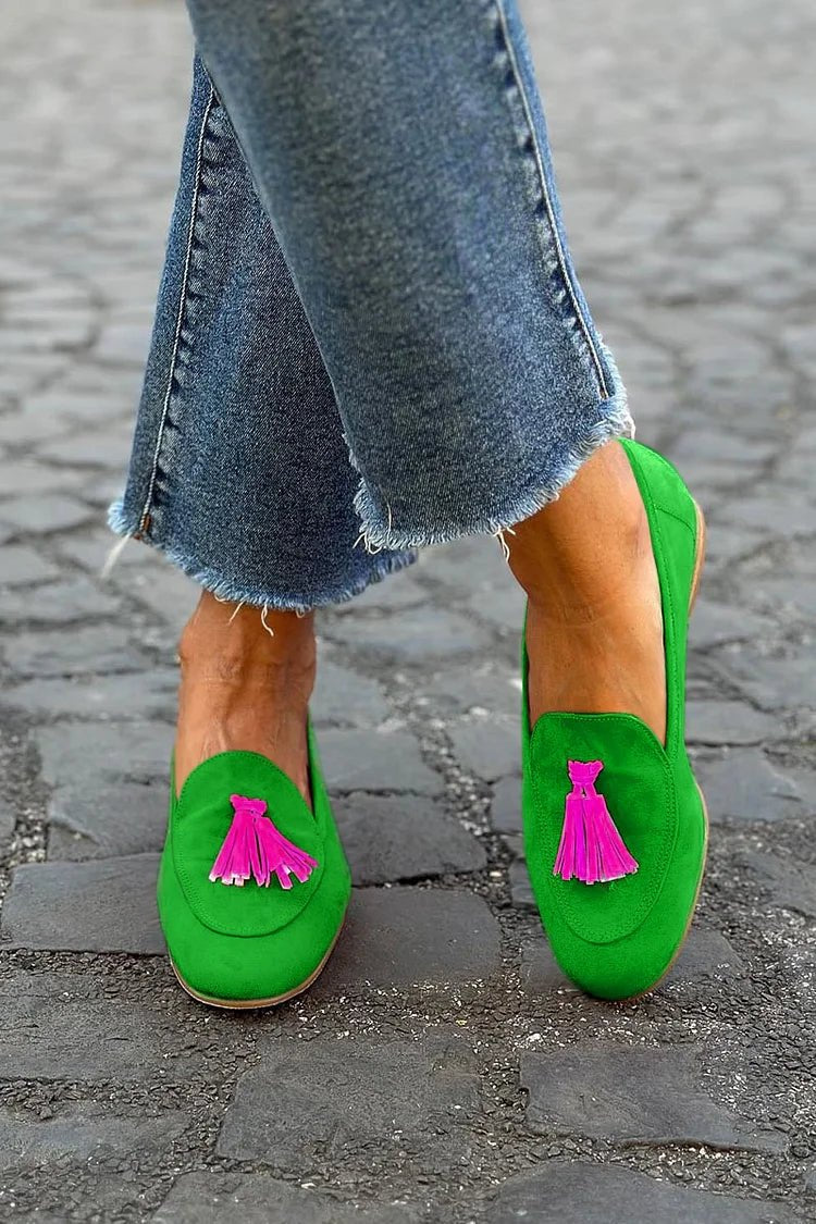 Kvinders Klassiske Kvast-Loafers i Ruskind - Green