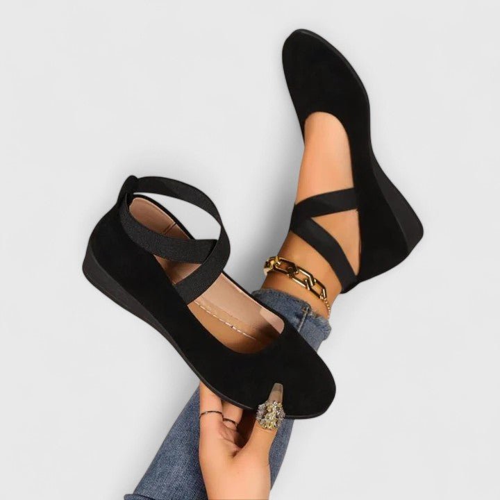Kvinders Ortopædiske Elastisk-Rem Slip-On Flade Sko - Black