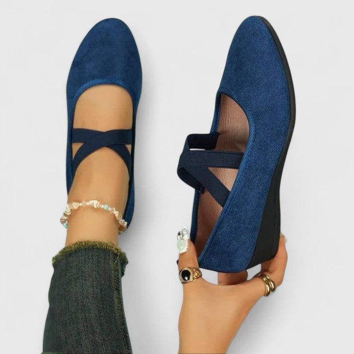 Kvinders Ortopædiske Elastisk-Rem Slip-On Flade Sko - Blue