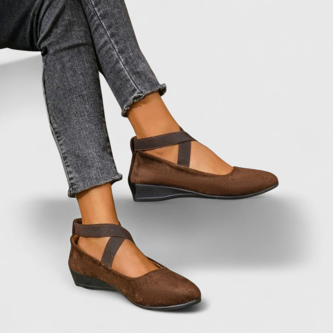 Kvinders Ortopædiske Elastisk-Rem Slip-On Flade Sko - Brown