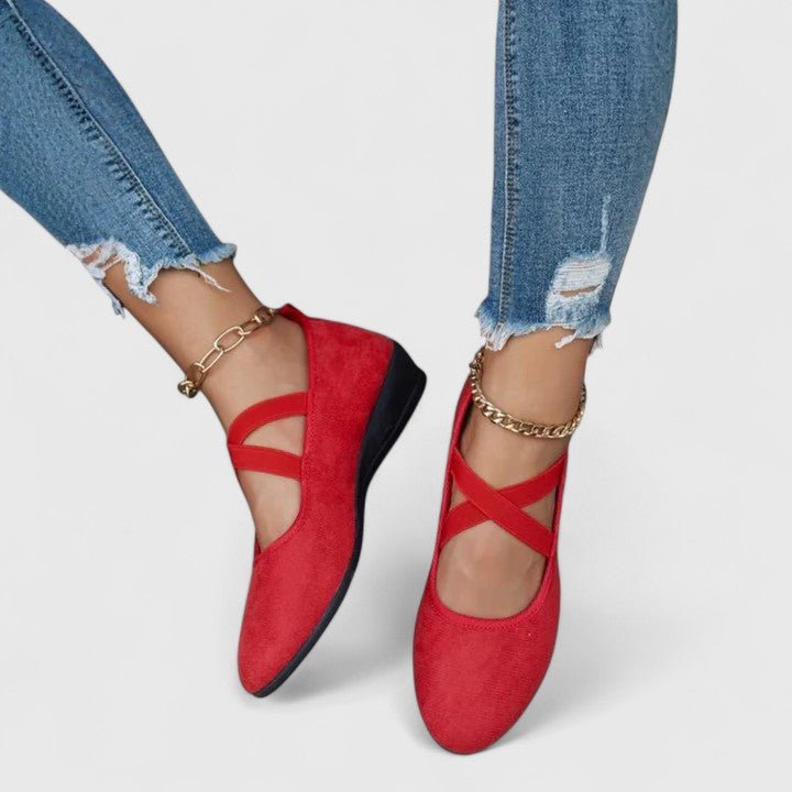 Kvinders Ortopædiske Elastisk-Rem Slip-On Flade Sko - Red