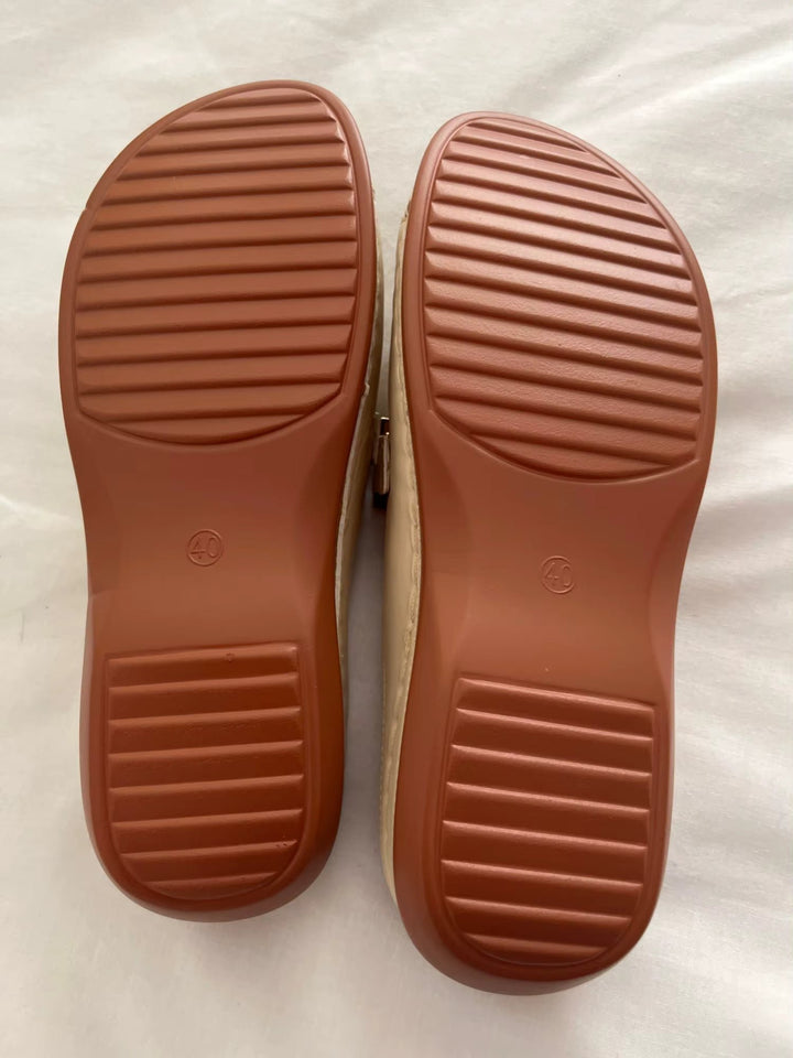 Kvinders Ortopædiske Kilehæl Slip-On Sandaler Guldspænde