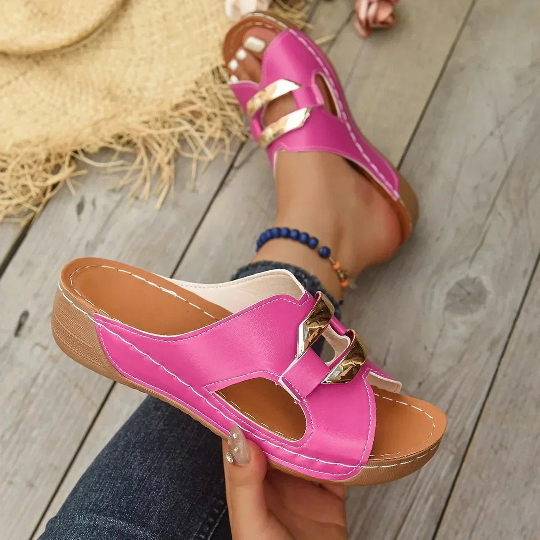 Kvinders Ortopædiske Kilehæl Slip-On Sandaler Veganske - Pink